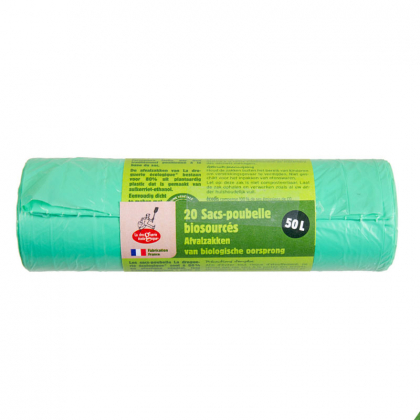 Sacs poubelle 50L en bioplastique - Rouleau de 20x50L