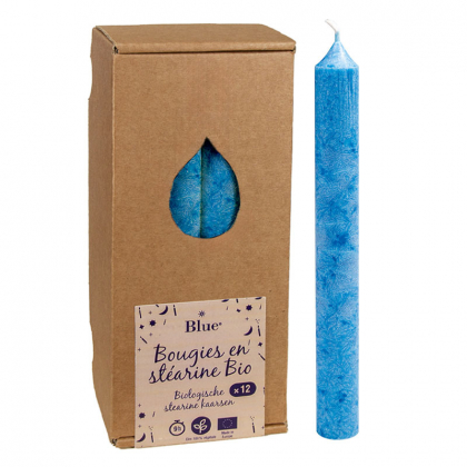 Chandelles en stéarine - Bleu ciel - Boite de 12