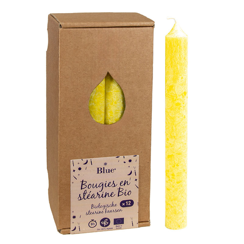 Chandelles en stéarine - Jaune clair - Boite de 12