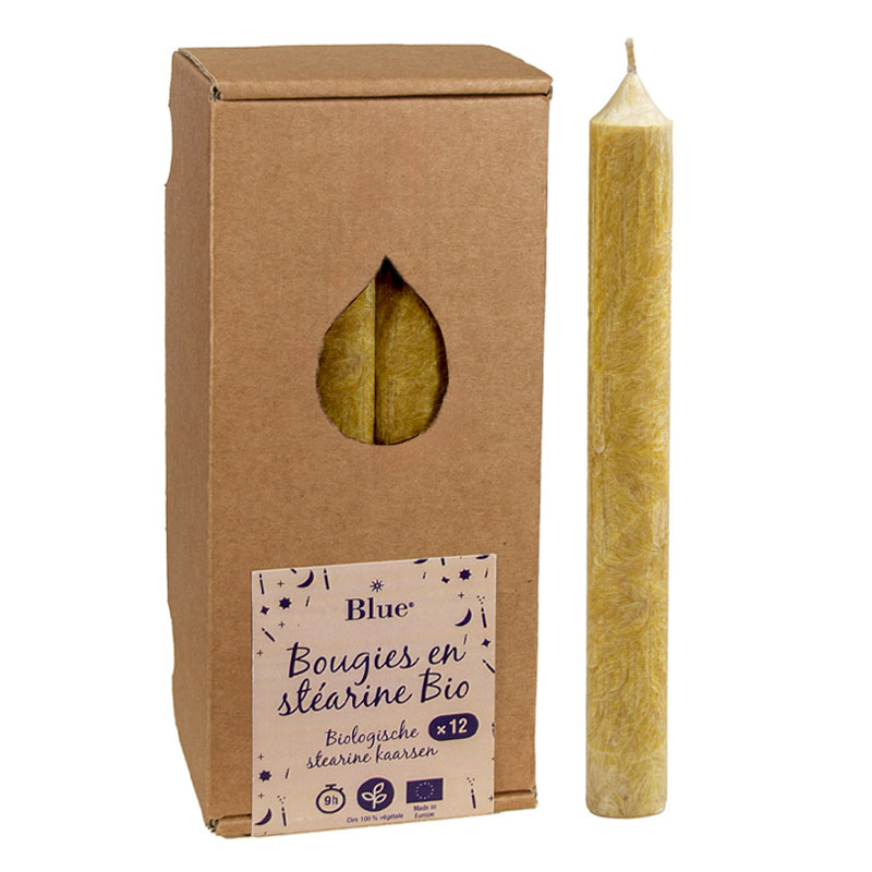 Chandelles en stéarine - Or - Boite de 12