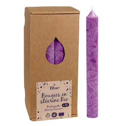 Chandelles en stéarine - Violet - Boite de 12