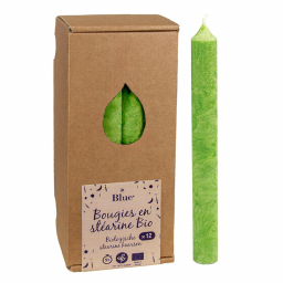 Chandelle en stéarine - Vert - Boite de 12