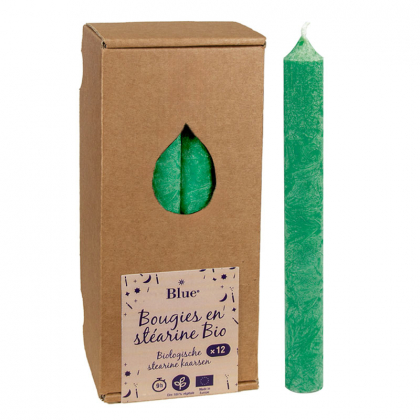 Chandelles en stéarine - Vert foncé - Boite de 12