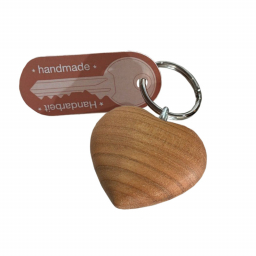 Porte clefs en bois fait main - Coeur - 4cm
