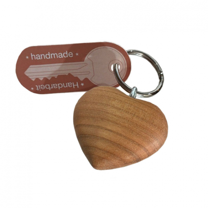 Porte clefs en bois fait main - Coeur - 4cm