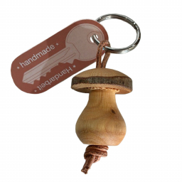 Porte clefs en bois fait main - Champignon - 6cm