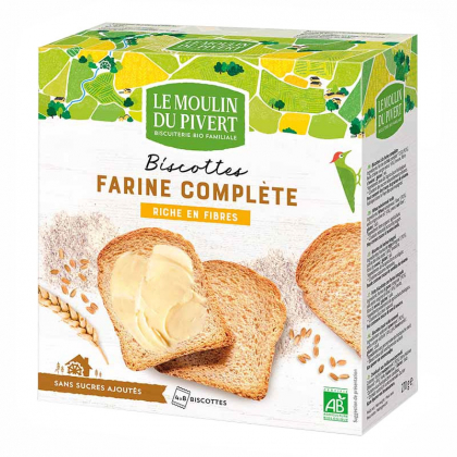 Biscottes bio à la farine complète - 270g
