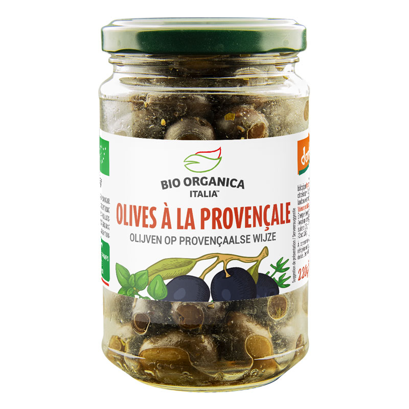Olives noires entières bio à la provençale - 220g