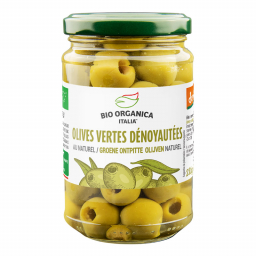 Olives vertes dénoyautées bio au naturel - 280g