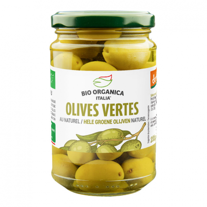 Olives vertes entières bio au naturel - 280g