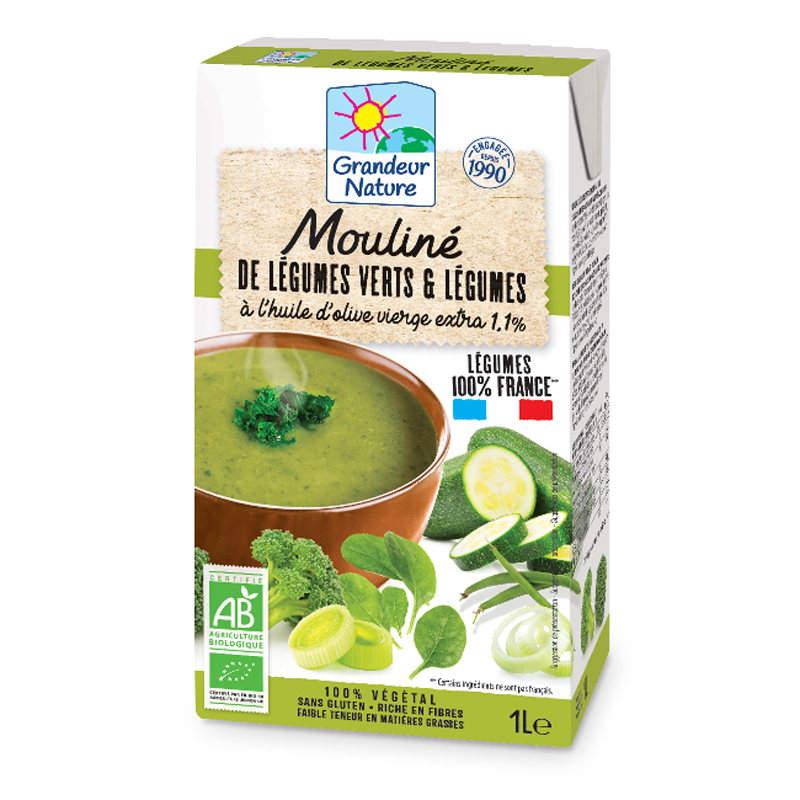 Mouliné de légumes verts et légumes bio, à l'huile d'olive vierge extra - 30cl