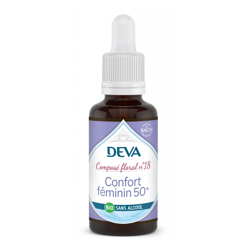 Composé floral n°18 - Confort féminin 50+ sans alcool - Compte goutte de 30ml