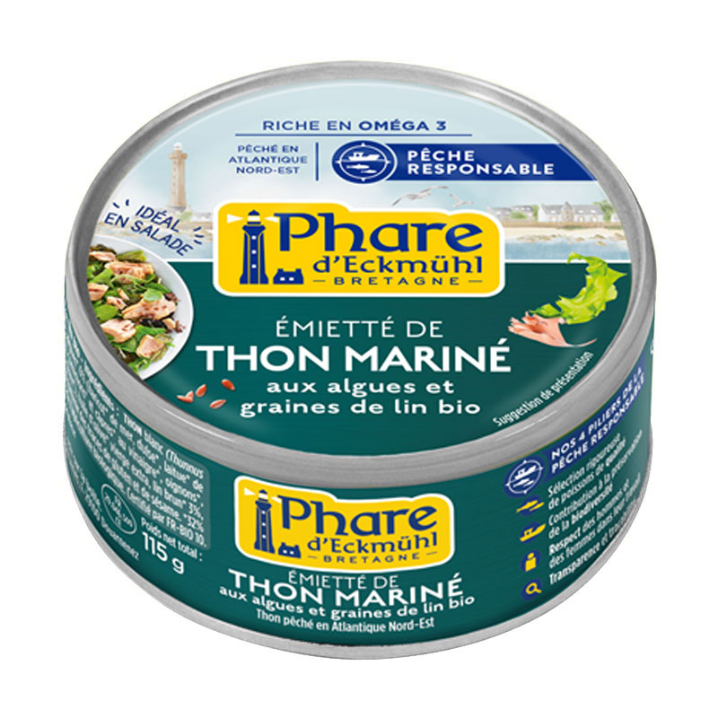 Emietté de thon mariné aux algues et graines de lin bio -115g