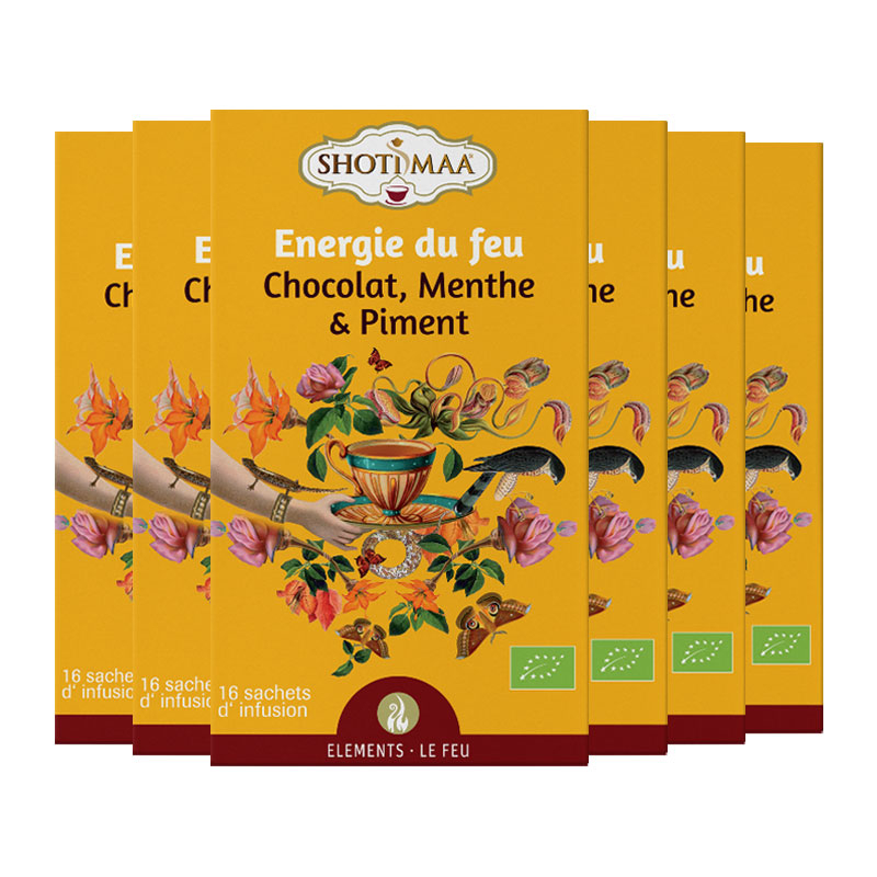 Infusion Energie du feu - Chocolat menthe et piment - Lot de 6 boites