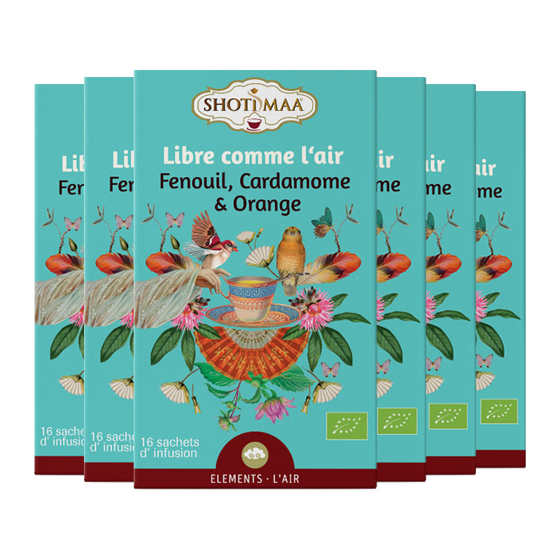 Infusion Libre comme l'air - Fenouil cardamome et orange - Lot de 6 boites