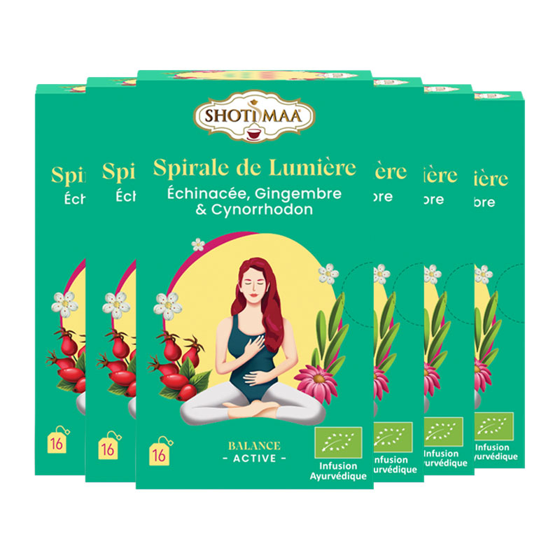 Infusion Spirale de lumière - Échinacée, gingembre et cynorrhodon - Lot de 6 boites