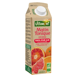 Pur jus Matin tonique bio - Orange sanguine et pamplemousse rose - 1L