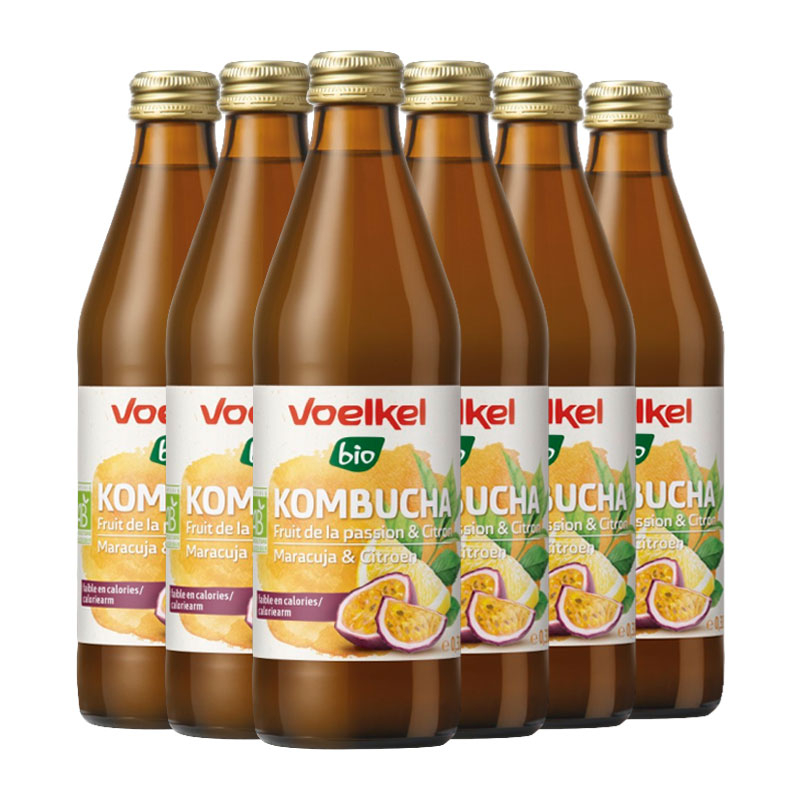 Kombucha bio au fruit de la passion et citron - 6x33cl