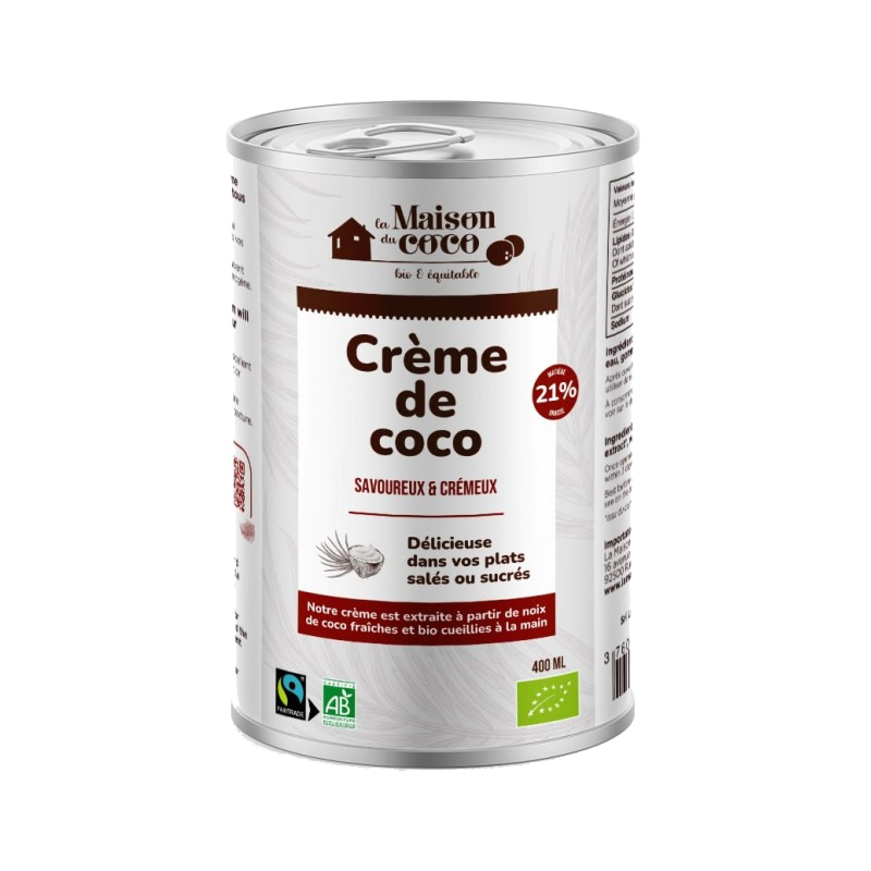 Crème de coco bio et équitable 21% de matières grasses - 400ml