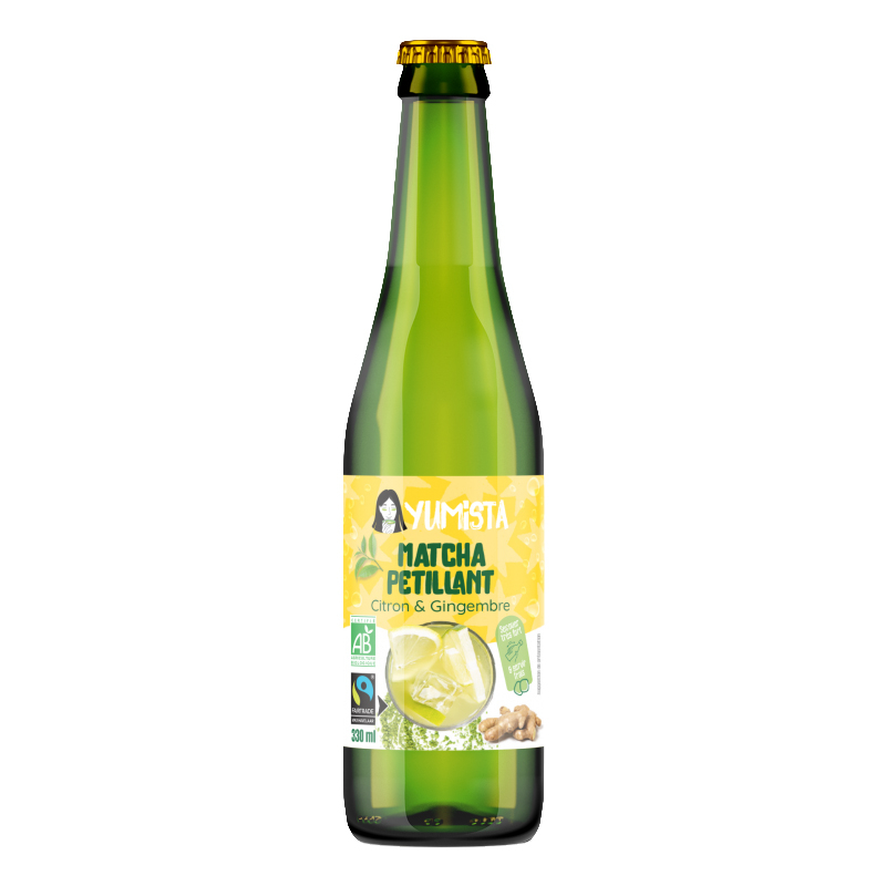 Matcha glacé bio pétillant au citron et gingembre - 33cl