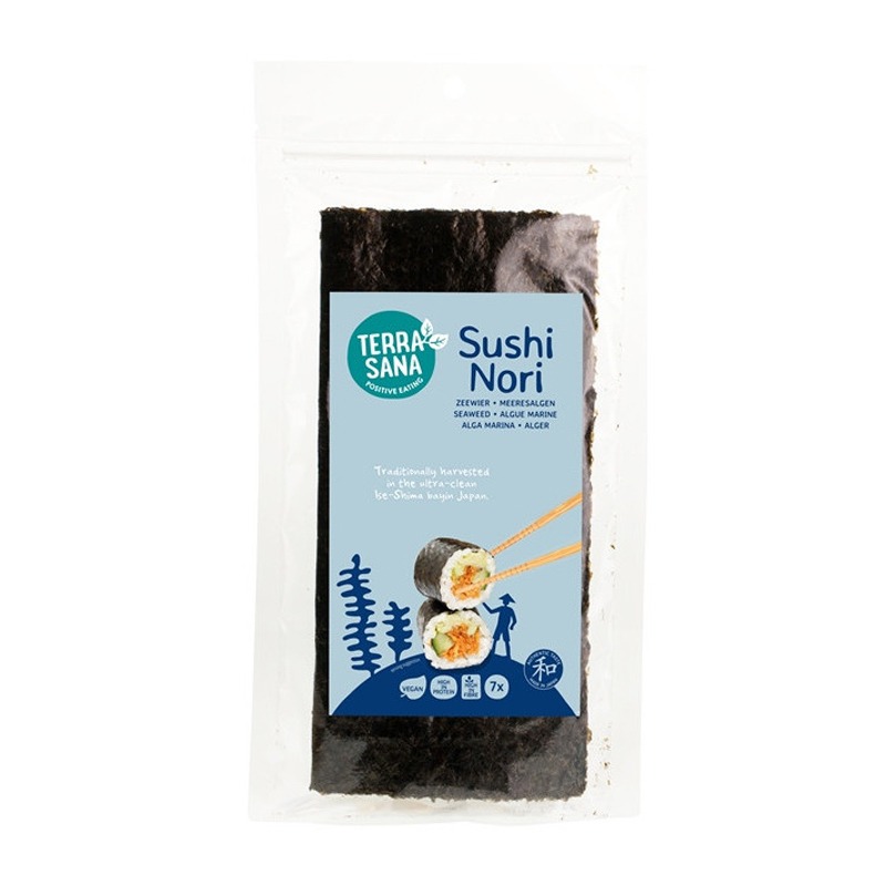 Feuilles de Nori bio pour sushi - 10 feuilles rectangulaires - 25g