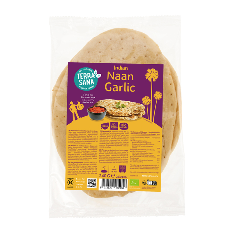 Naan indien à l'ail bio - 240g