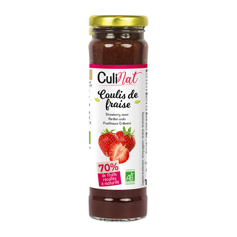 Coulis de fraise bio, 70% de fruits - 165g