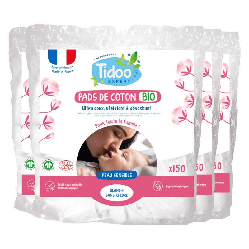Rectangles de coton bio - Lot de 4x150