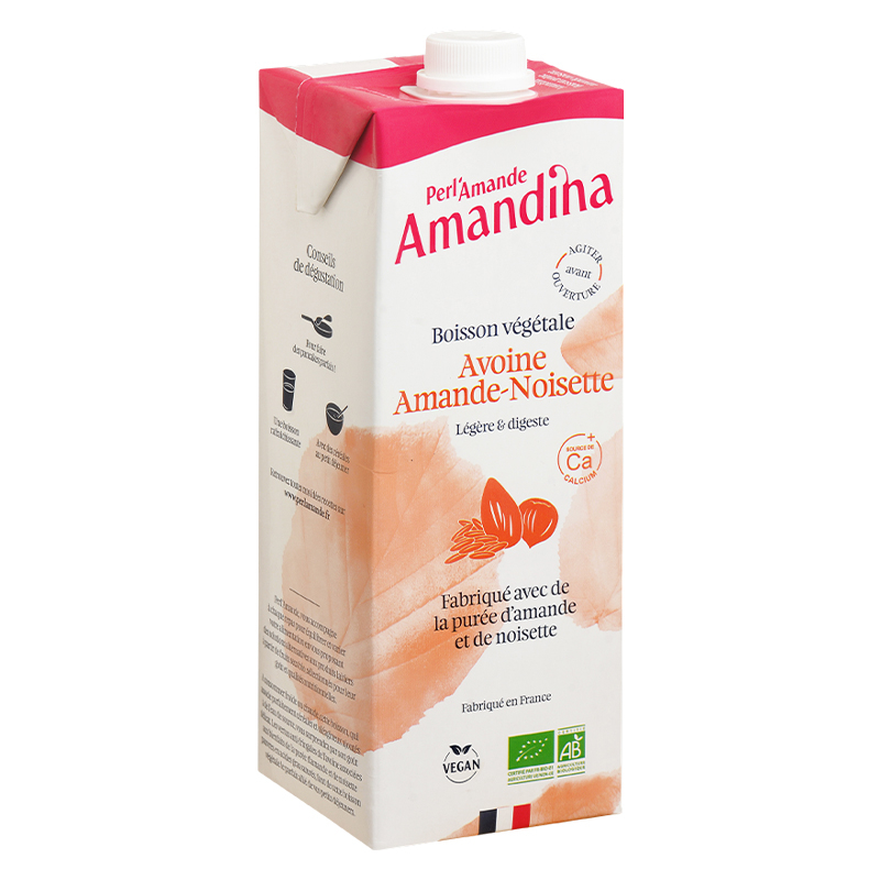 Boisson d'avoine aux amandes et noisettes bio Amandina - 1L