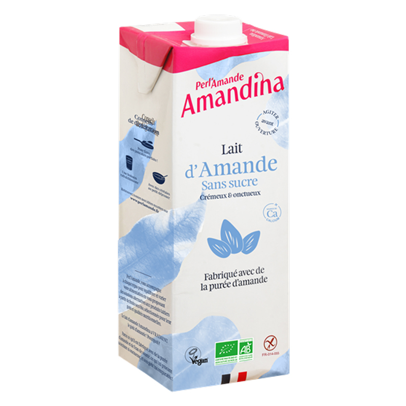 Lait d'amande sans sucre bio Amandina - 1L