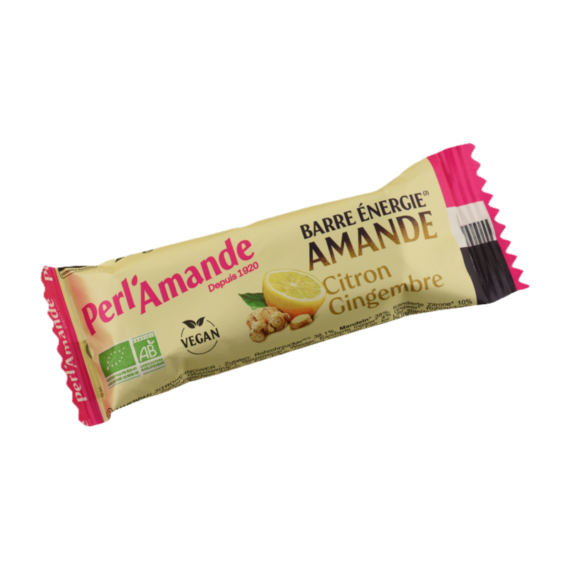 Pâte d'amande citron gingembre bio - Barre de 25g
