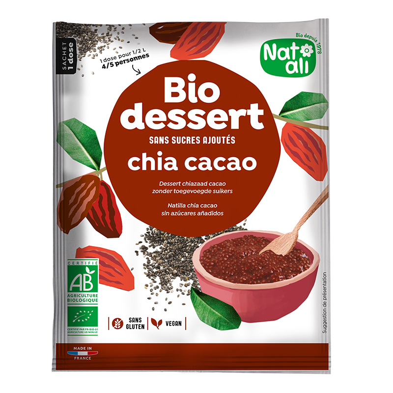 Bio dessert - Préparation pour crème dessert chia cacao bio sans sucre ajouté - 40g