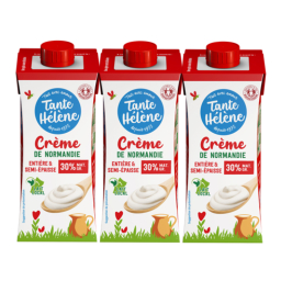 Crème entière semi-épaisse de Normandie UHT bio - 3x20cl