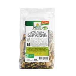 Biscuits apéritifs Picco au sésame noir et épices d'Asie bio - 150g