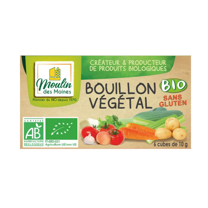 Bouillon végétal en cube bio sans gluten - Étui de 6x10g