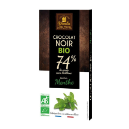 Chocolat noir à la menthe 74% de cacao bio - 100g