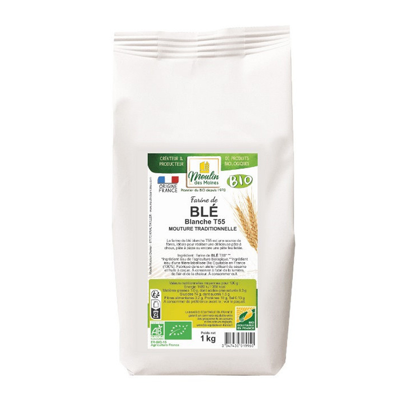 Farine de blé blanche T55 bio - 1kg