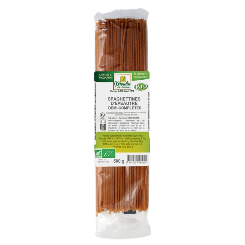 Spaghettines d'épeautre demi-complète bio - 500g
