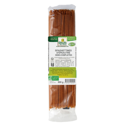 Spaghettines d'épeautre demi-complète bio - 500g
