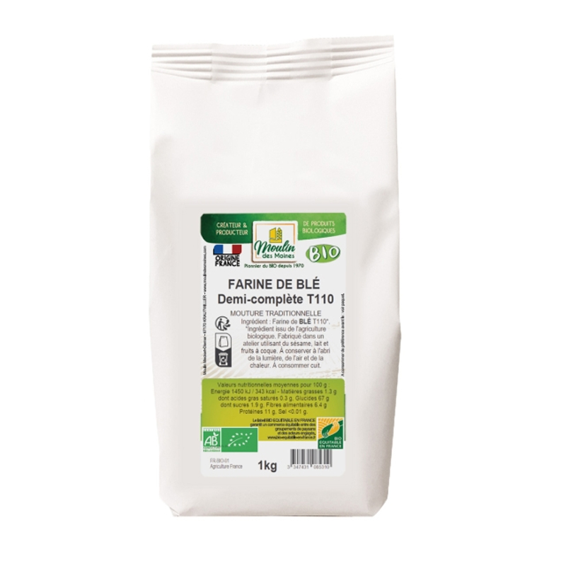 Farine de blé demi complète T110 bio - 1kg