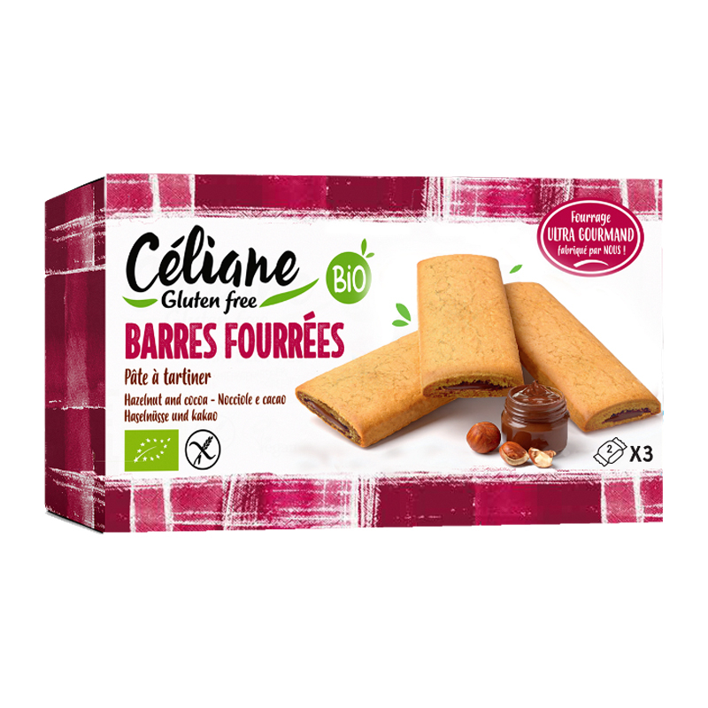 Barres fourrées à la pâte à tartiner bio et sans gluten - 160g