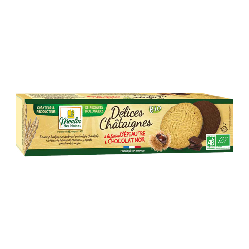 Délices aux châtaignes nappées de chocolat bio - 175g