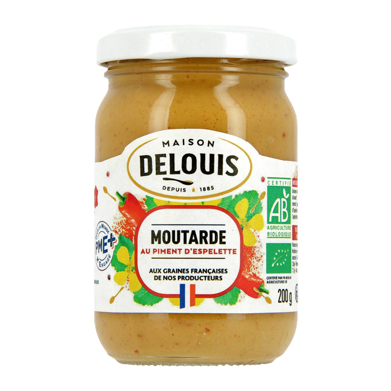 Moutarde fine au piment d'Espelette bio - 200g