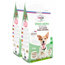 Lot de 2 paquets de croquettes sans céréales chien petite race - 2 x 2kg