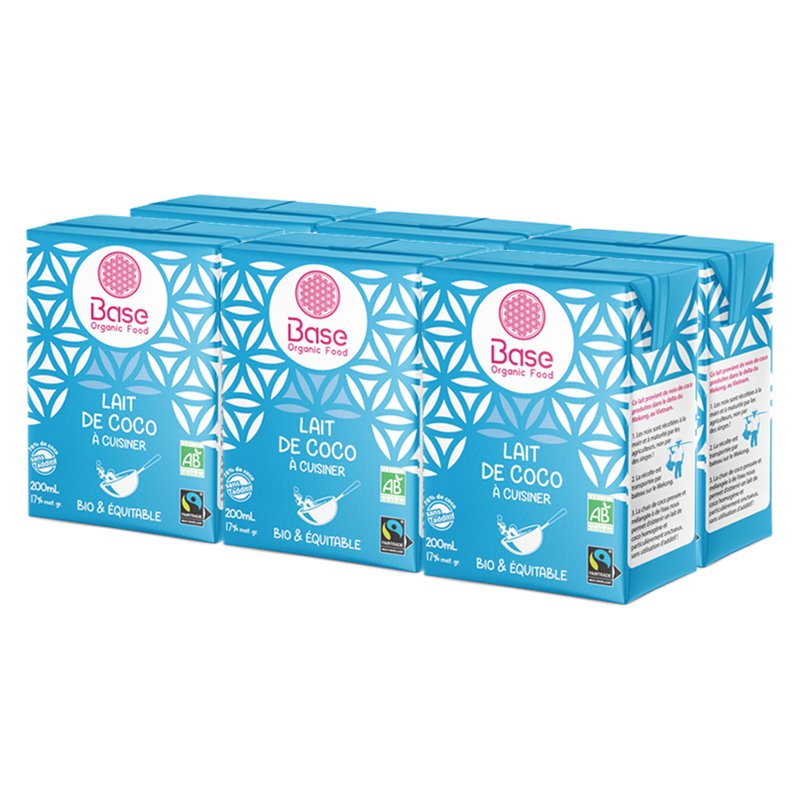 Lait de coco à cuisiner 17%mg bio - Lot de 6x200ml