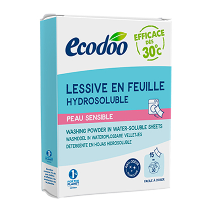 Lessive écologique en feuilles - Peaux sensibles - 15 feuilles