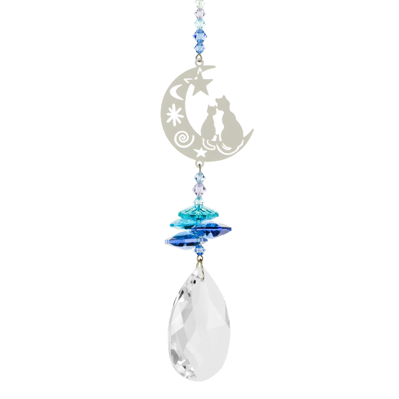 Fantaisie de cristal - Chats sur la Lune - 24cm