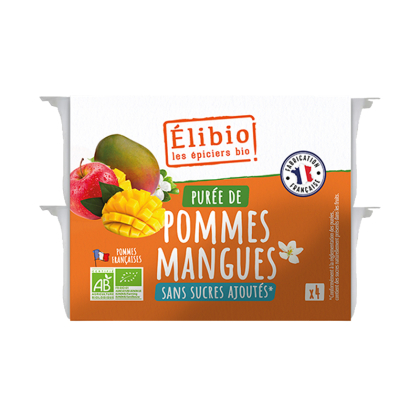 Purée de pomme-mangue bio sans sucres ajoutés - Coupelles 4x100g