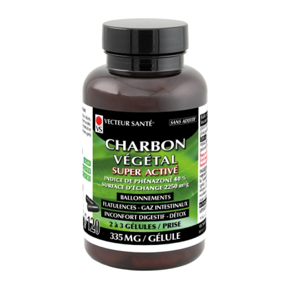 Charbon végétal super activé - 120 gélules