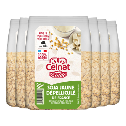 Soja jaune dépelliculé bio - Origine France - Lot de 6x500g